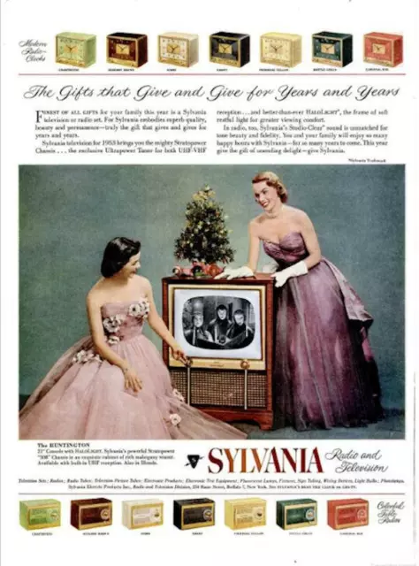 1952 Sylvania TV Radio Clocks PRINT AD 14 Models Huntington