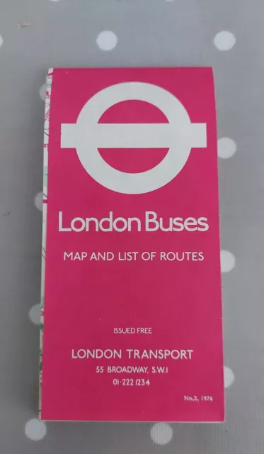 London Buses Map and List of Routes - London Transport - No.2 dates from 1976