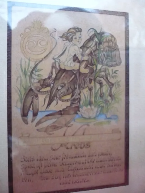 Emebellecedor, Antiguo Cuadro __ Niña En Cáncer __ con Texto __ Pintado _