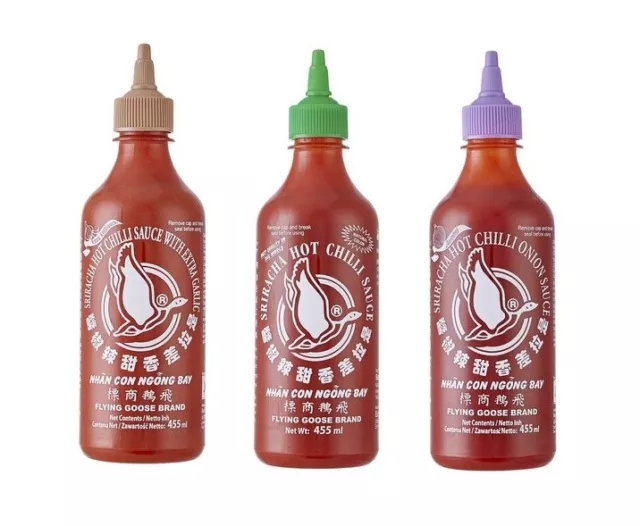 SPAREN: 3er Set Sriracha Hot Chili Sauce versch. Sorten 3 x 455ml Chilli Soße  3