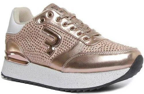 Replay Swane Femmes Dentelle Plateforme Baskets En Métallique Cuivre Taille UK 3
