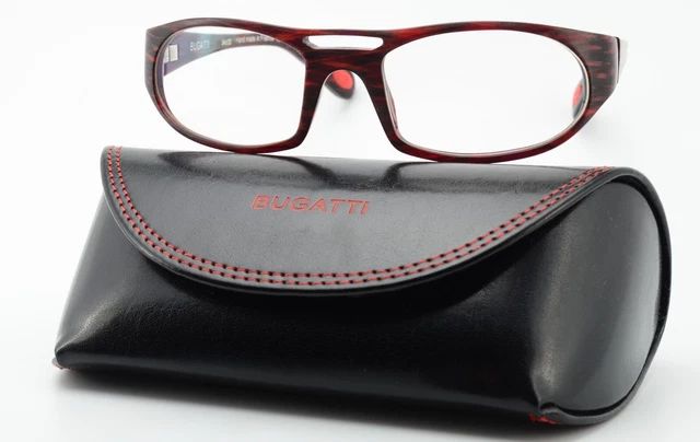 Lunettes De Soleil Vintage Bugatti 65986 - Cadre Or, Marron, Rouge Ovale - Monture Métal/acétate - Neuf