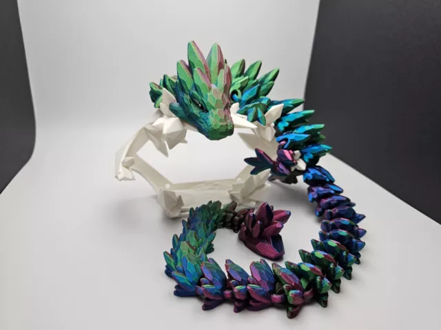 Extra Large Flexible Gemstone Crystal Dragon with 3D Printed Color Changing Fila