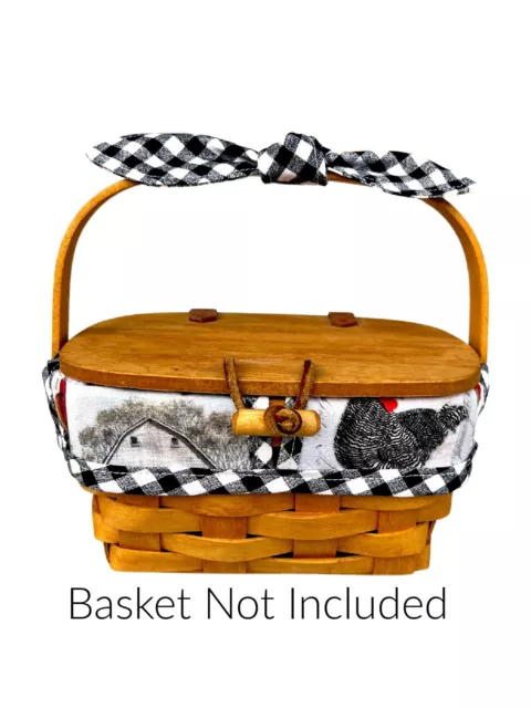 KIDDIE PURSE LINER w/Pocket for your LONGABERGER Basket - Barnyard w/check trim