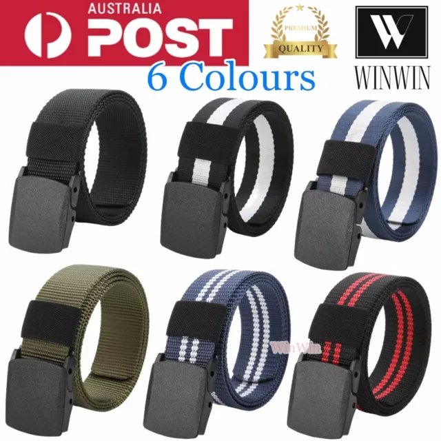 Men Women Universal Pants Jeans Nylon Canvas Belt Outdoor Sport Military Style