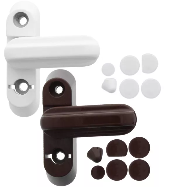 WINDOW/DOOR SASH JAMMERS White Brown UPVC Timber Wood Frame Blocker Lock Catch