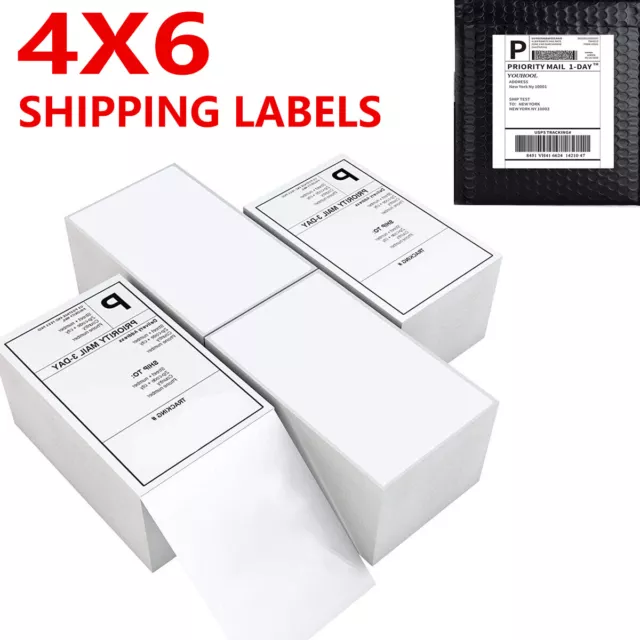 500-10000 Fanfold 4"x6" Direct Thermal Shipping Labels for Zebra Rollo Printer