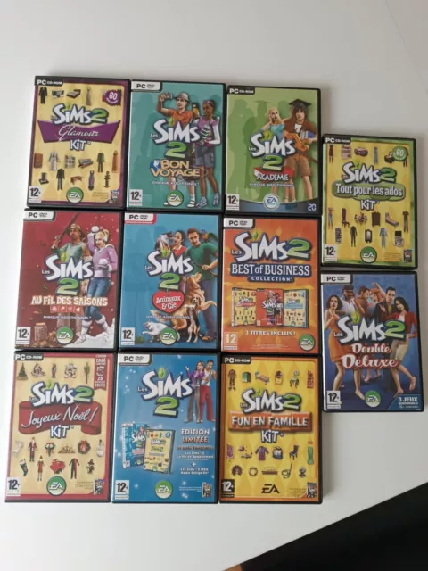 Lot Jeux Sims 2 + Kits et Disques Additionnels PC