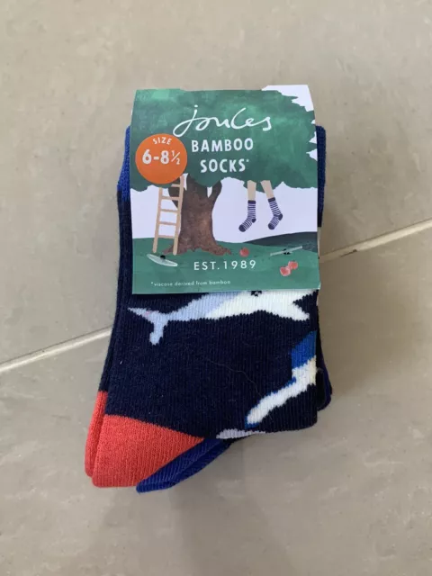 Joules Childrens 3-Pack Navy Bamboo Socks UK 6-8.5 BRAND NEW WITH TAGS