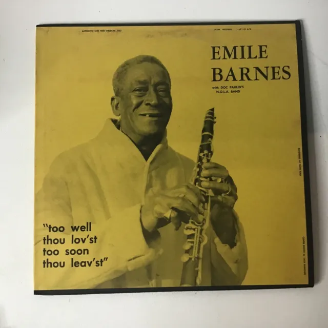 EMILE BARNES: Doc Paulin’s New Orleans Band Jazzology Jazz Vinyl LP
