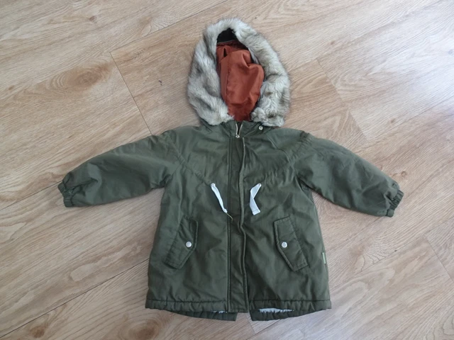 ZARA bambina parka verde cappuccio cappotto ETÀ 2 - 3 ANNI eccellente