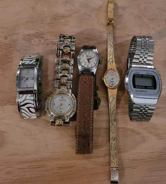 VINTAGE + MODERN wristwatches 5 LOT-Relic Sarah Coventry