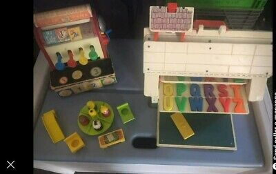 Vintage Fisher Price Little People Play Family School &1960's FP Cash Register