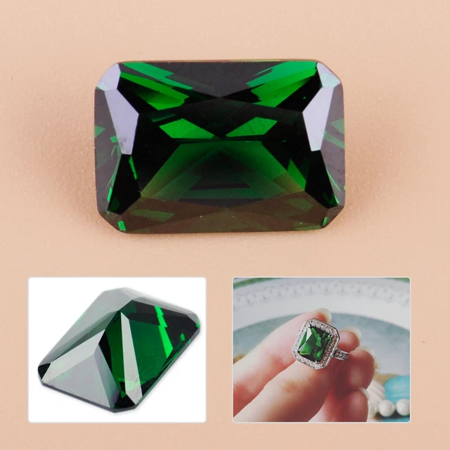 10x14mm Unheated Green Sapphire Emerald Diamond Loose Gemstone Necklace Ring Dec