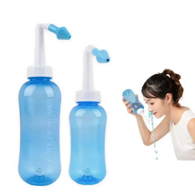 Kit de lavado nasal 300/500 ml olla Neti enjuague sinusal botella de lavado de nariz irrigador salino