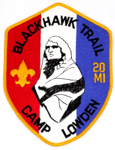 8" Blackhawk Trail 20 Mile Camp Lowden Blackhawk Area Council Jacket Patch IL