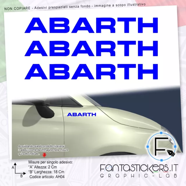 3x Adesivo Abarth Logo Dritto 500 595 695 Biposto - Auto Tuning Sticker AH04-3