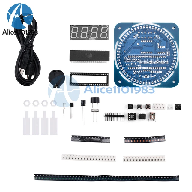 1PCS DS1302 Rotating LED Electronic Digital Clock 51 SCM Learning Board 5V NEW e