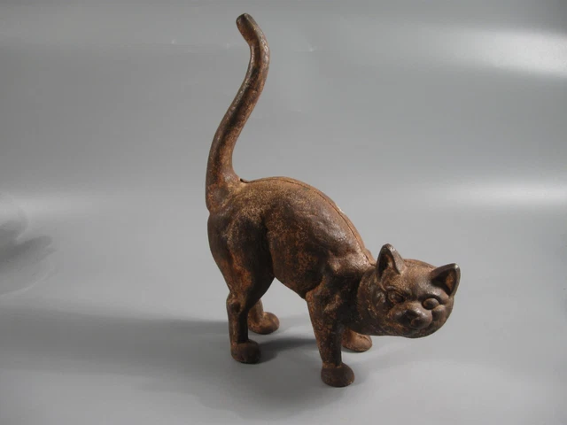 Hubley Cast Iron Cat Doorstop Raised Tail