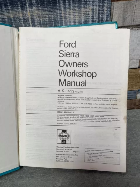 Ford Sierra 1982 bis 1988 Haynes Besitzer Werkstatthandbuch Hardcover Buch 3