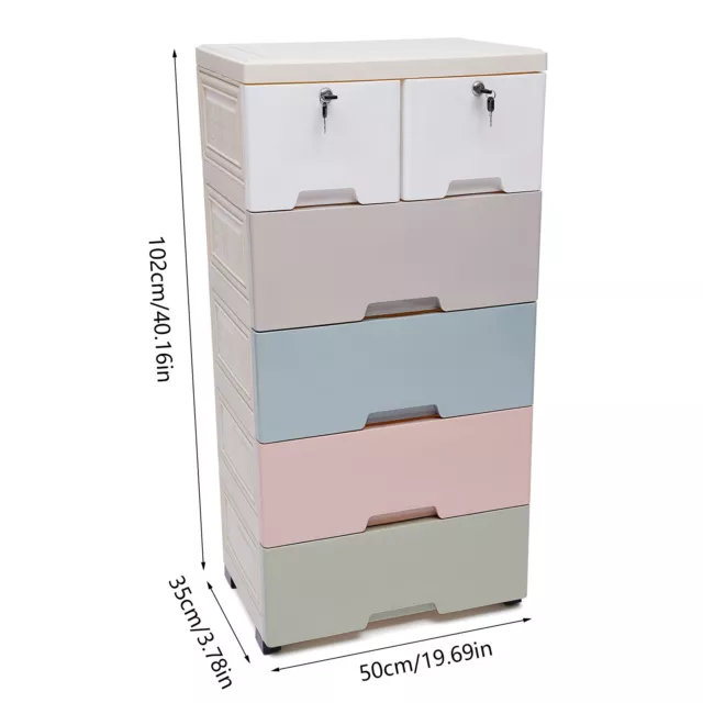 5-Tier Plastic Drawer Cabinet Wardrobe Storage Case Colorful Bedroom Organizer 2