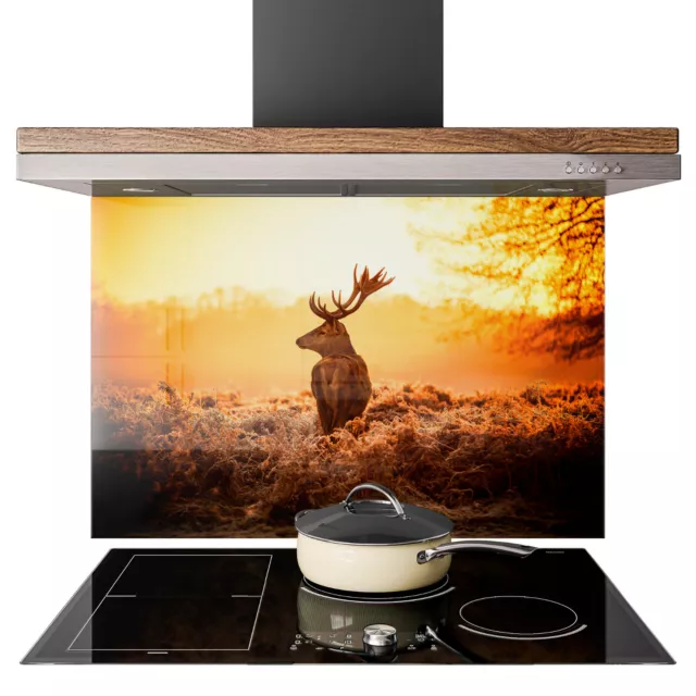 Glass Splashback Kitchen Tile Cooker Panel ANY SIZE Deer in a Forest Autumn 0724