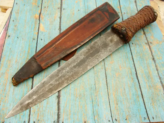 Original Antique African Tuareg Cogo Tribal Dagger Dirk Knife & Sheath Knives Xl