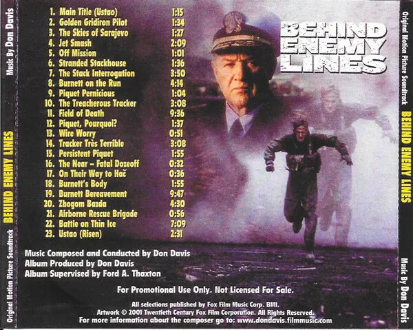 Don Davis - Behind Enemy Lines (2001) Score CD / Factory Pressed CD !! / MEGARAR 2