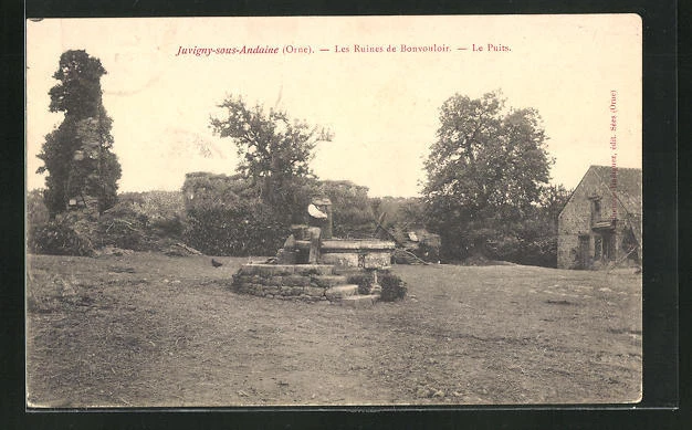 CPA Juvigny-sous-Andaine, Les Ruines de Bonvouloir, Le Puits 1906