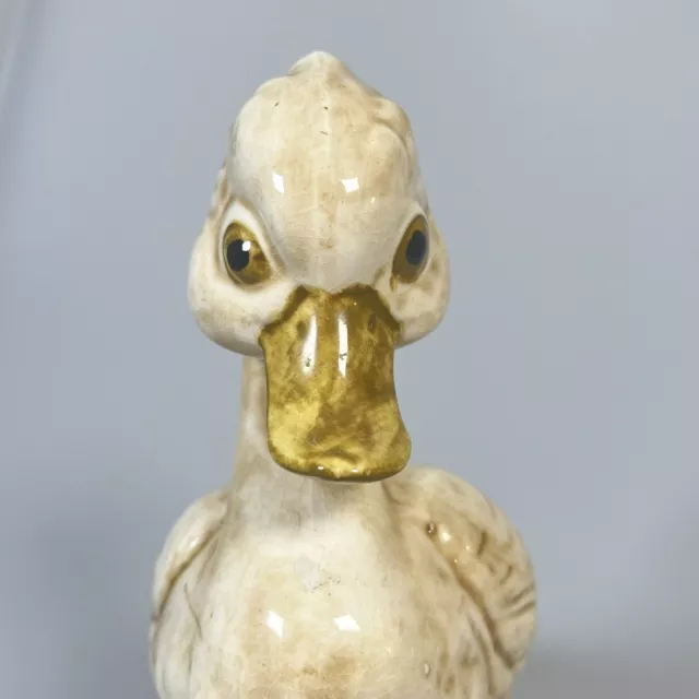 Vintage Japan Ceramic Beige Brown Duck Goose Figurine EUC 7 1/2” Glazed E1