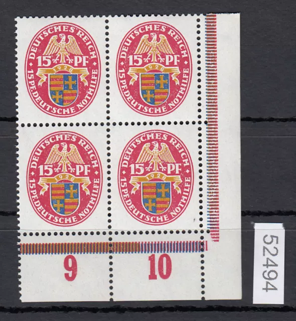 DR 1928, Mich.-Nr.: 427 X **    Eckrand 4er.-Block