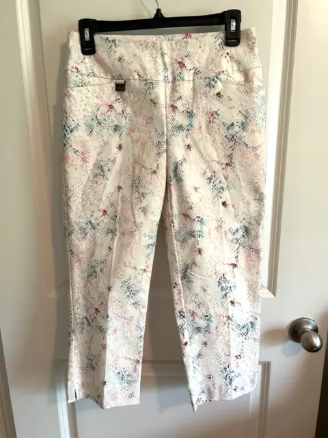 Lisette Montreal Pull On Multicolor Print Capris Crop Pants Size 4 NWOT