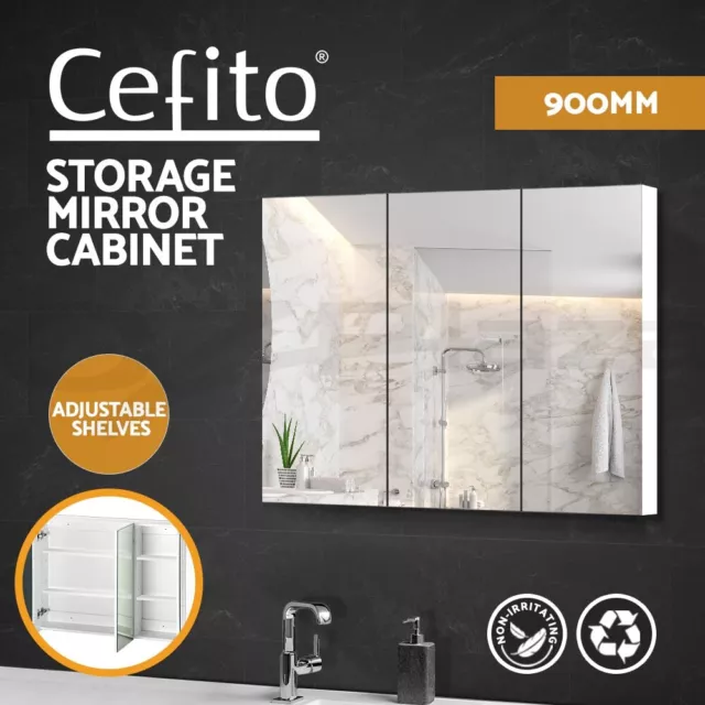 Cefito Bathroom Shaving Cabinet Mirror Vanity Medicine Wall Storage 900mmx720mm