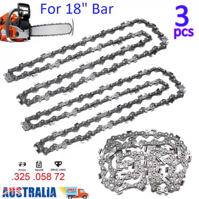 3x 18" Chainsaw Chain Saw Chains 325 058 72DL For BAUMR-AG SX45 45cc 18 Inch Bar