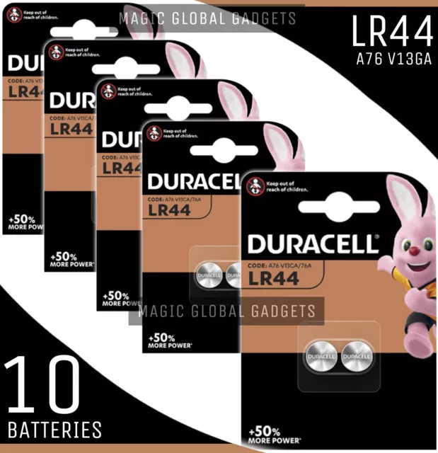 Genuine 10X Duracell Lr44 1.5V Alkaline Button Cell Batteries Lr 44 A76 Hexbug