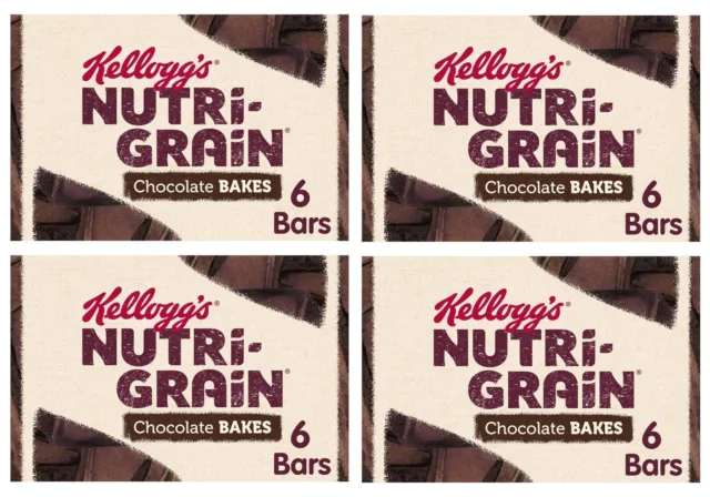 Kellogg's Nutri-Grain Bakes Chocolate Snack Bars 6 x 45g  PACK OF 4