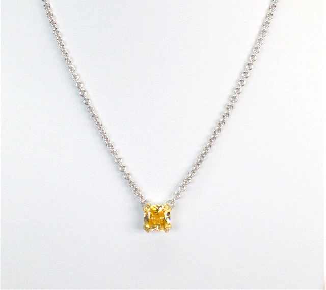Judith Ripka Sterling Silver Canary Crystal Necklace from the Linen Collection