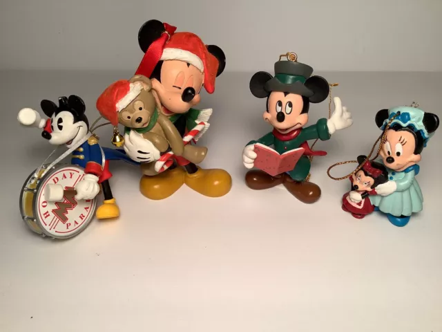 4 Walt Disney Character Christmas Ornaments