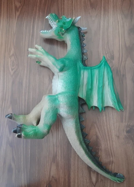 Large Rubber Green Winged Dragon Figure 70cm Nose to Tail Rare 2013 Toys R Us 4
