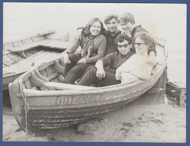 Beautiful Boys and Girls in a boat Soviet Vintage Photo USSR