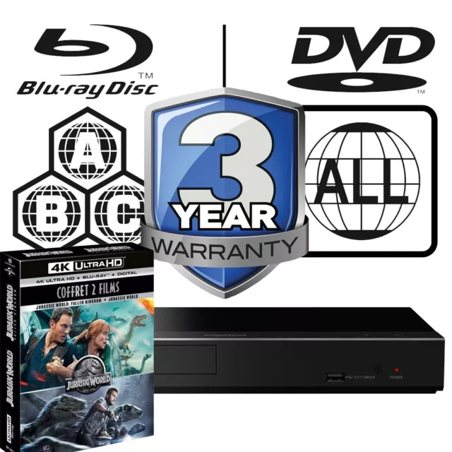 Panasonic Blu-ray Player DP-UB450 MultiRegion 4K Jurassic World 2 Collection