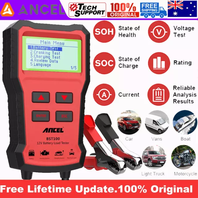 ANCEL BST100 12V Battery Tester Cranking Charging System Load Test Analyzer Tool