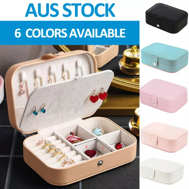 Portable Jewelry Box Organizer Travel Leather Jewellery Ornaments Storage Case