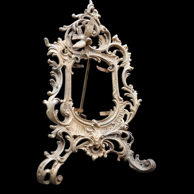 Antica Pregevole Cornice Portaritratti Foto Fusione Bronzo Dorato Liberty