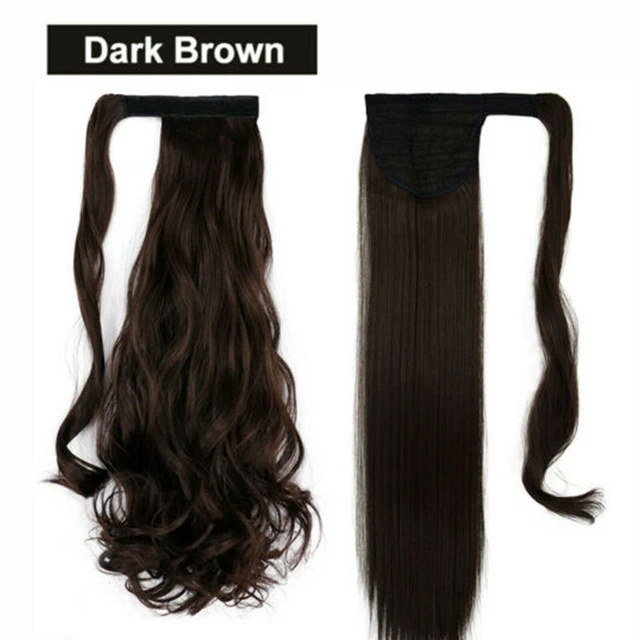 NEW AS Human Hair Wrap Ponytail Clip in Pony Tail Hair Extensions Real Natural