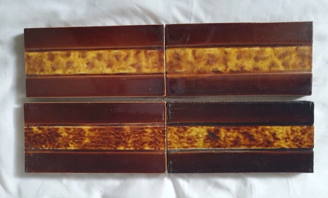 A Group Of Four 6 X 3 Inch Border Tiles . Circa 19Th Century.