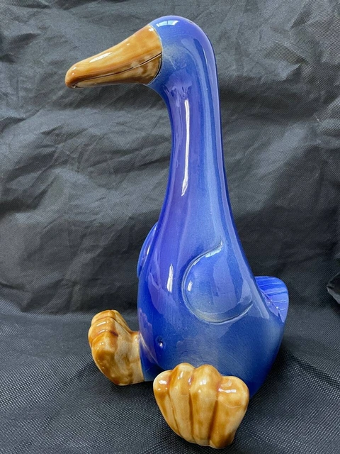 Large Decorative Chinese Duck Ceramic Blue Vintage Figurine Very Rare Porcelain