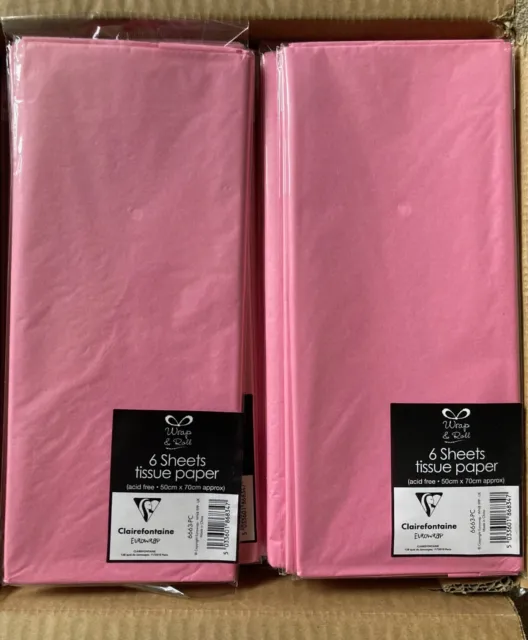 72 packs Pink Tissue Paper  6 sheets Per Pack - Wholesale Job Lot