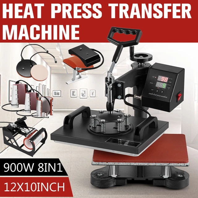 NEW! 8IN1 Heat Press Machine 12"x10" Sublimation Transfer T-Shirt Mug Plate Hat
