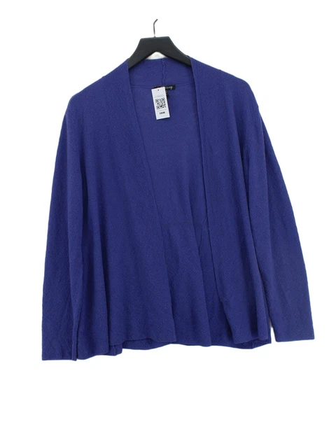 Eileen Fisher Damen-Cardigan M lila 100 % Wolle V-Ausschnitt Cardigan